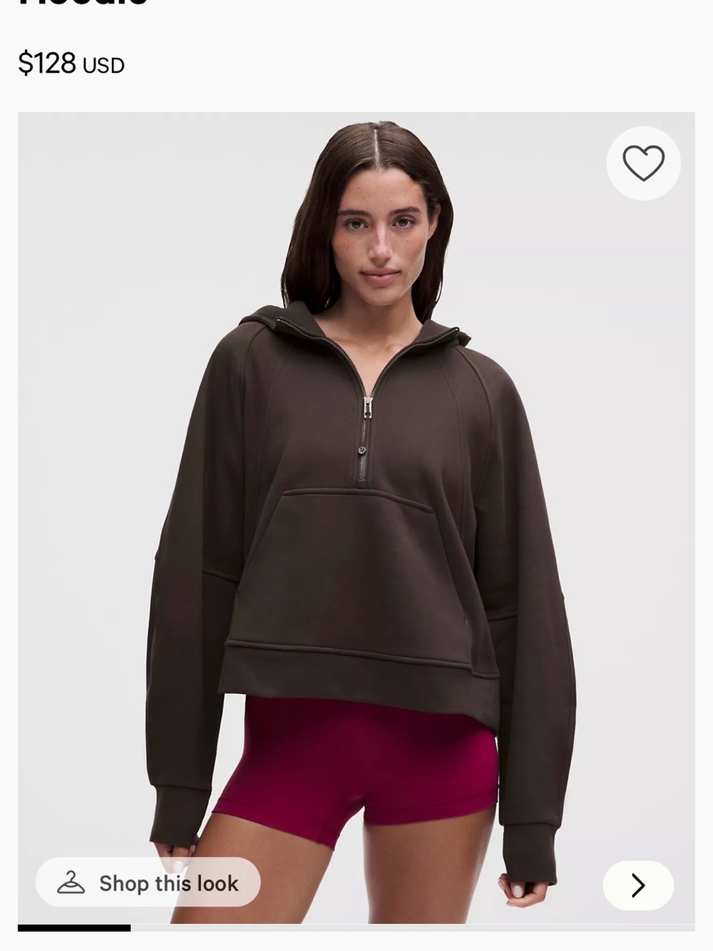 lululemon athletica Half-Zip Hooded Sweatshirt in Dark Brown